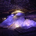 Der Berg, a collaboration with Exyst, was a geometric mountain around the infrastructure of the former Palast der Republik. Photo: Courtesy of the artists