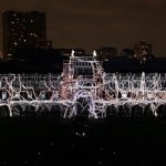 Rice University in Houston, Texas, celebrated their centennial in 2012 with 270° projections along 240 meters of wall with 6.1 full spatial sound. Photo: Courtesy of the artists