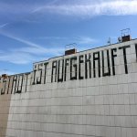 Graffiti on the wall next to PLATOON KUNSTHALLE Berlin translates to, “This city is bought up.” Photo: Marcello Dato