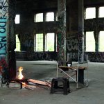 Inside the former ice factory.