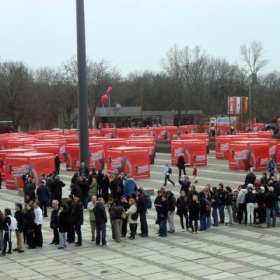 100 BALLOT-BOXES in front of the BUNDESTAG